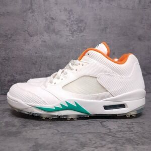 NIKE AIR JORDAN 5 Low NRG Lucky and‎ Good Golf Shoes Mens Size 9.5 White Orange
